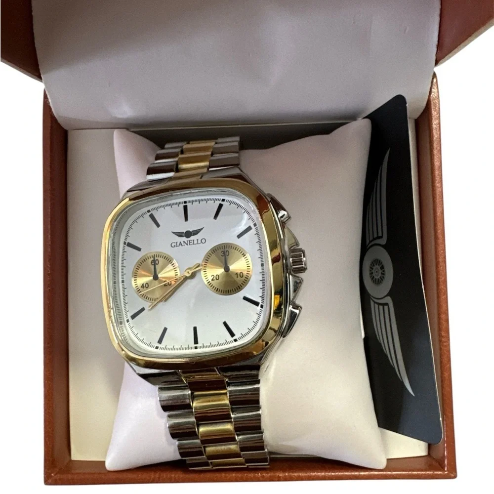 Gianello Square Fusion 42 Chrono Two tone Men Stainless Steel Watch